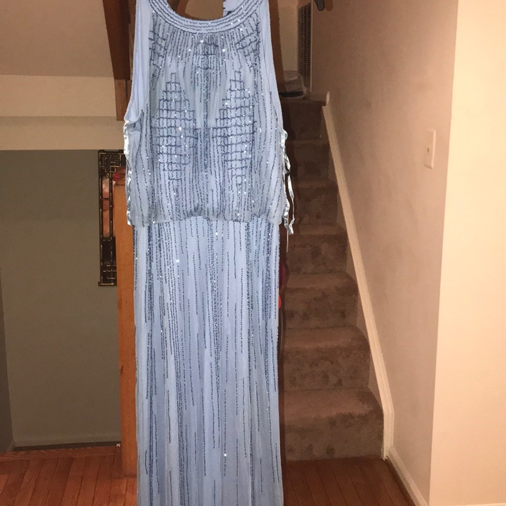 Adrianna Papell: Sky Blue Tonal Beaded Gown